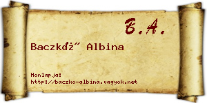 Baczkó Albina névjegykártya